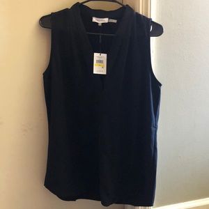 Calvin Klein sleeveless pleated blouse